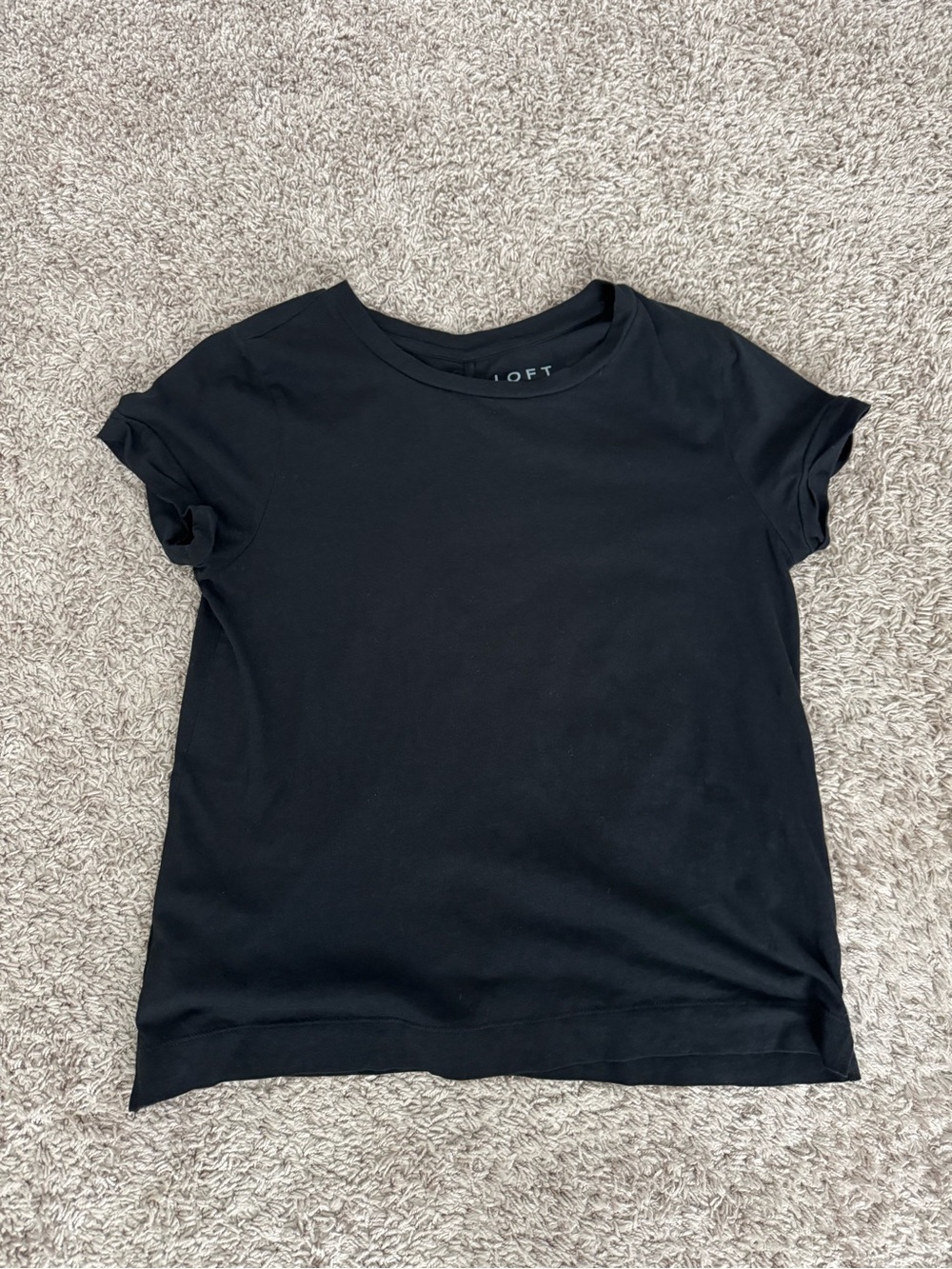Loft Short Sleeve T-Shirt Cuffed Sleeves - Black Size Small